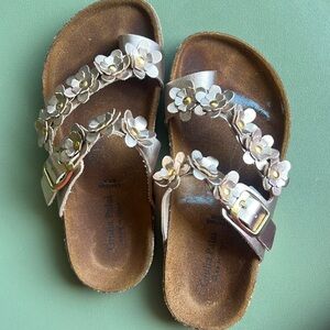 Giulia Palai Italian Girls Rose Gold/Metallic Floral Sandals Multi Size: 13